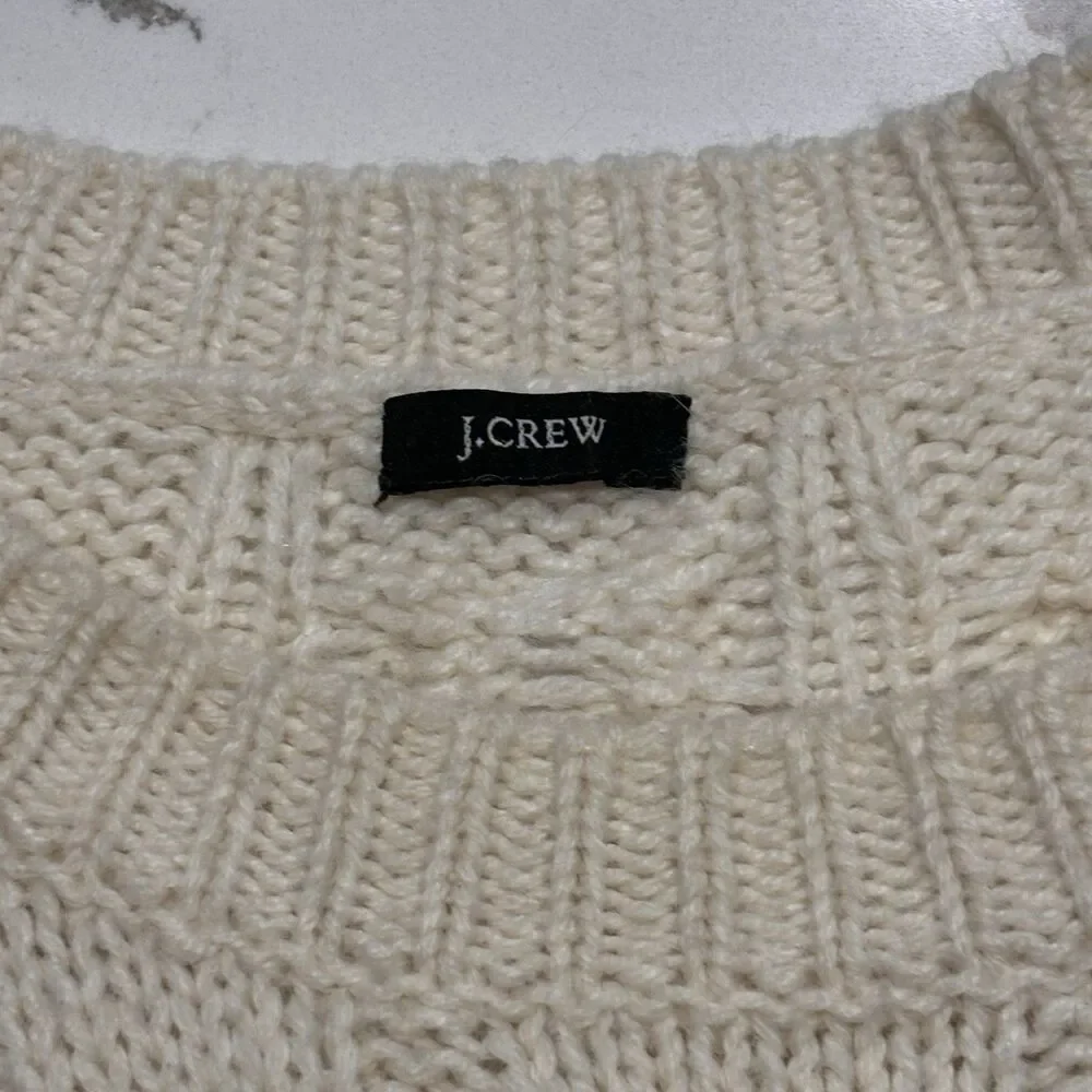 J. Crew Women's Ivory Cream Alpaca Merino Wool Blend Sweater XS Classic Knitted